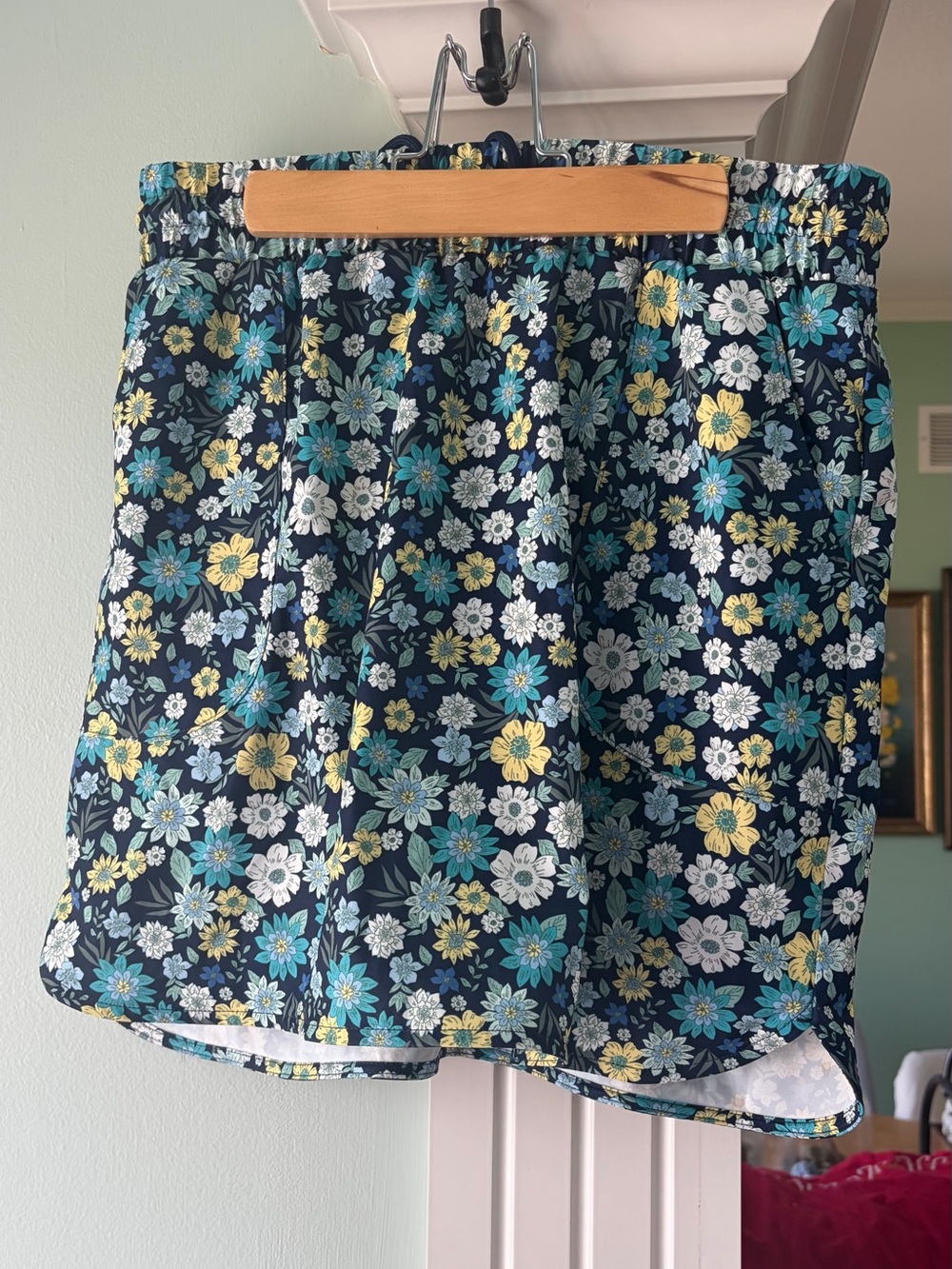 St. John's Bay Navy Skort with Teal & Yellow Floral Trim